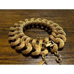 Vintage Signed Monet S link with security chain bracelet EUC